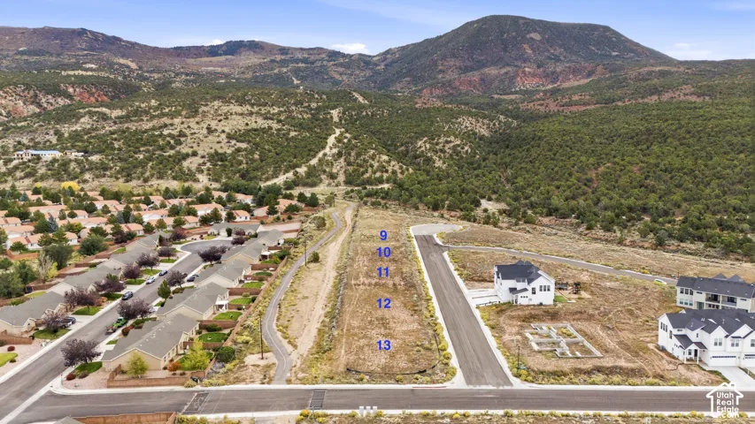 Vacant residential land parcels featuring paved street access and mountain backdrop