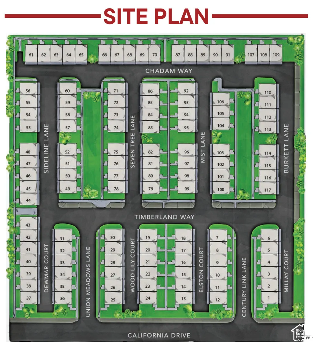 Site Plan. Illustrating the spatial distribution and numerical identifiers for the lots within the property