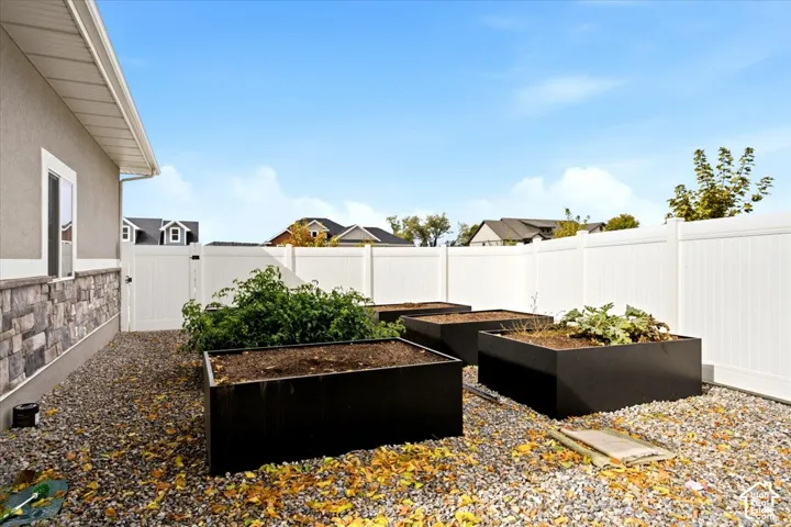 Raised garden boxes and drip irrigation