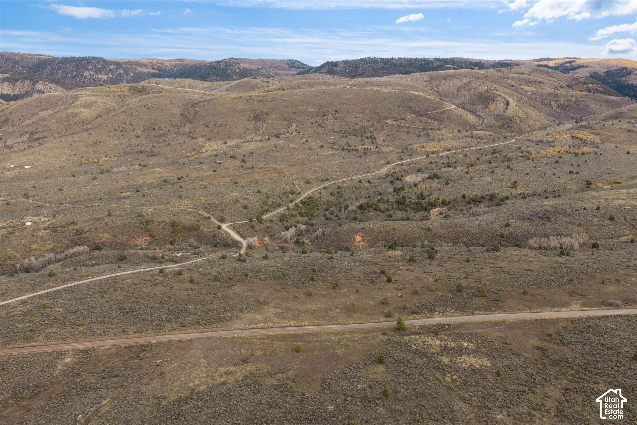 Expansive acreage featuring rugged mountain terrain, established dirt roads, natural vegetation, and prominent hillside topography