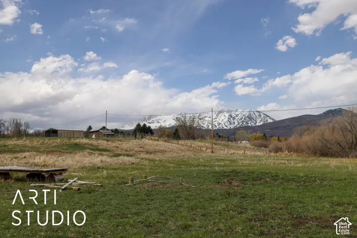 Expansive acreage featuring open meadow terrain, mature trees, and a mountain backdrop