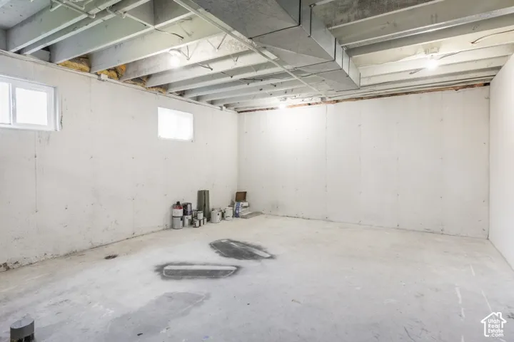 Great unfinished space with potential for additional living space and another bathroom.