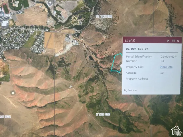 Parcel Map. Displaying the geographic coordinates and acreage for the property