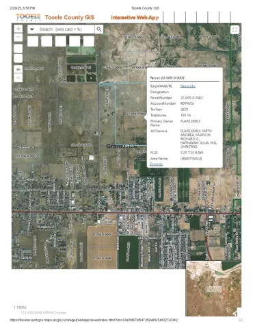 County GIS Map. Displaying geographic parcel data and ownership information for the property