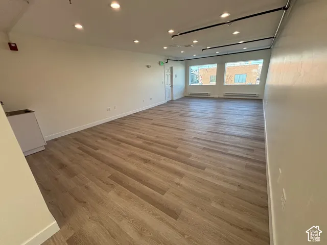 553 SF. Open-concept interior.