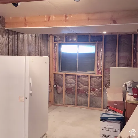 Unfinished area plumbed for wet bar