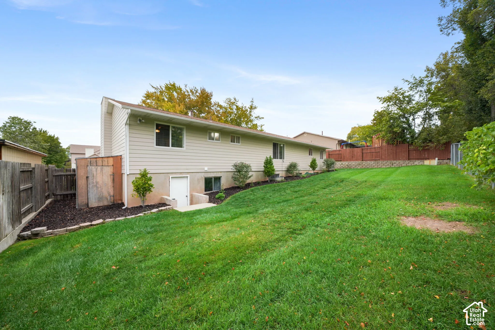 Backyard and storage shed