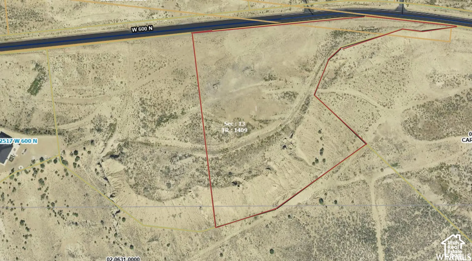 Parcel Map. Outlining the boundaries and surveyed perimeter of the property