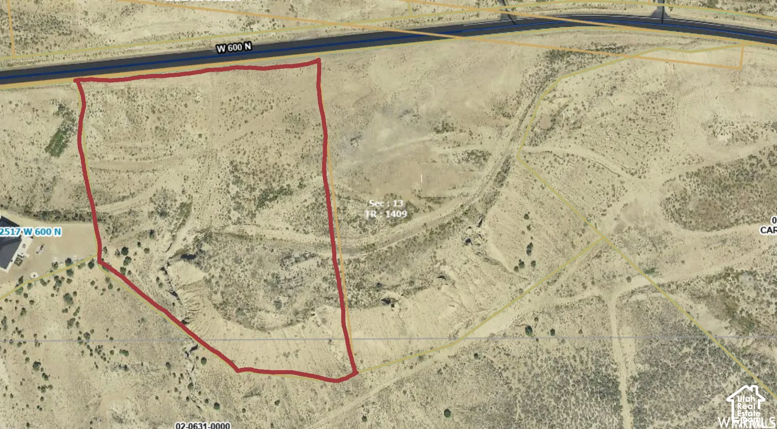 Aerial Map. Indicating the parcel boundaries of the property and its relationship to the surrounding geography