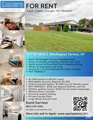 Rental Listing. Summary of property specifications, financial terms, and local amenities for the property