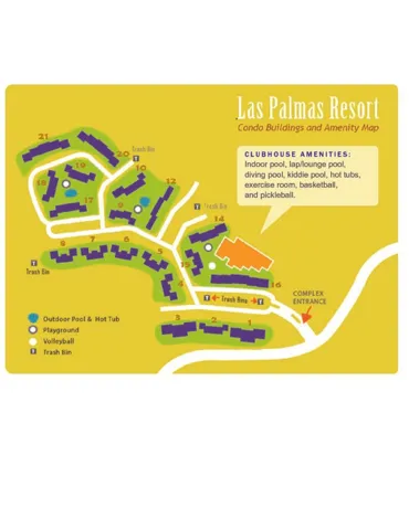 Resort Map. Illustrating the layout of condo buildings and communal facilities within the property