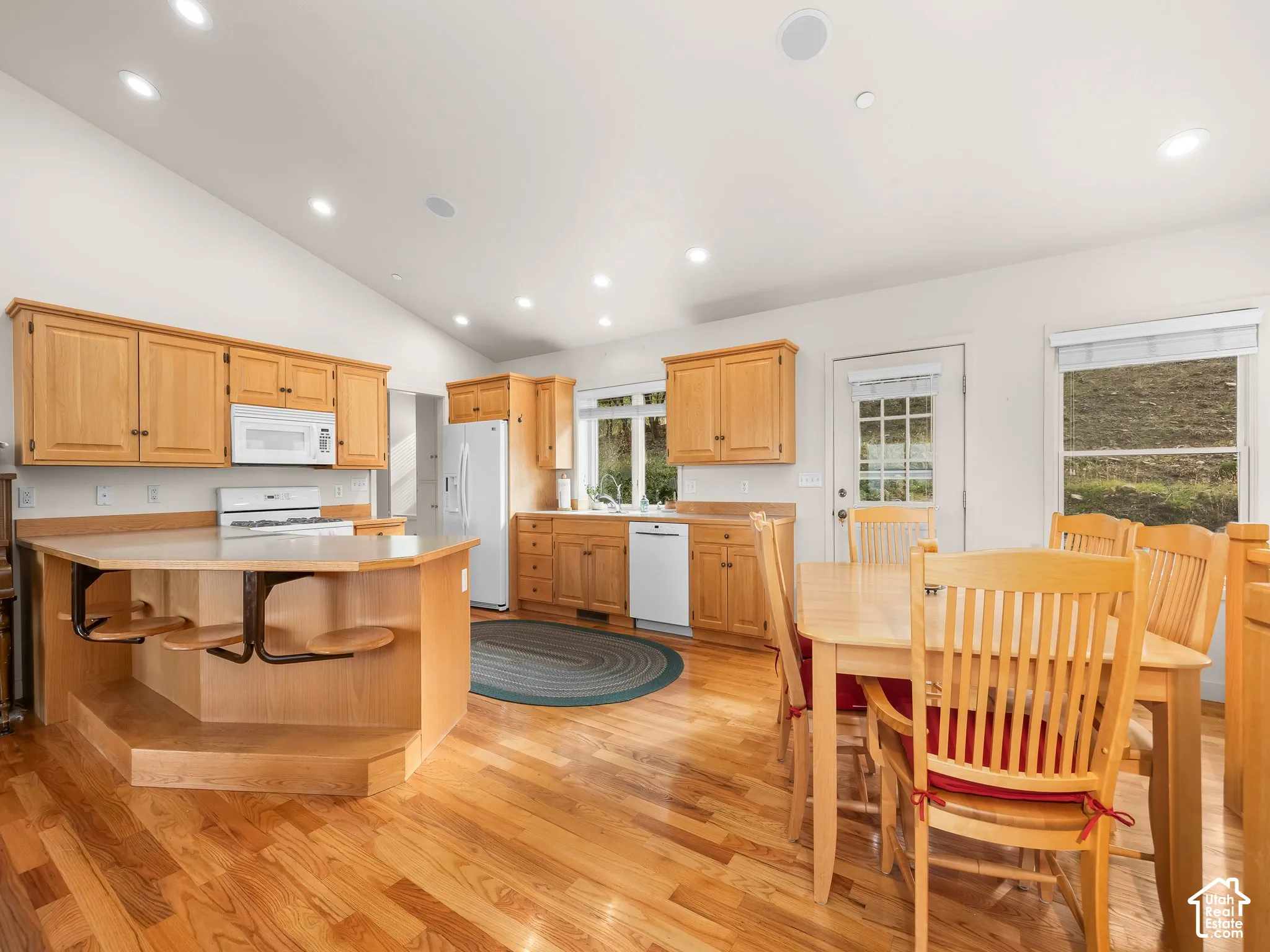Kitchen and dining. Back door.