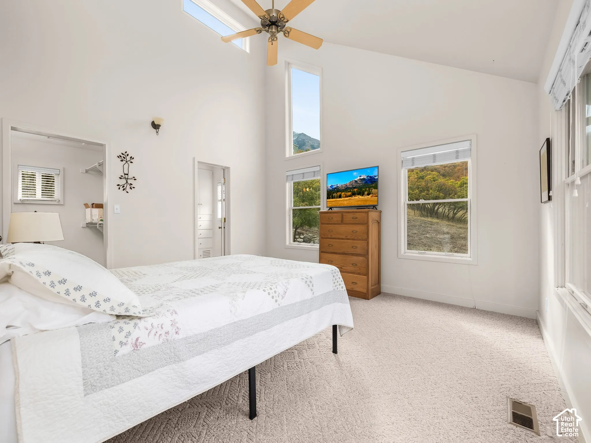 Master, vaulted ceiling, large windows.