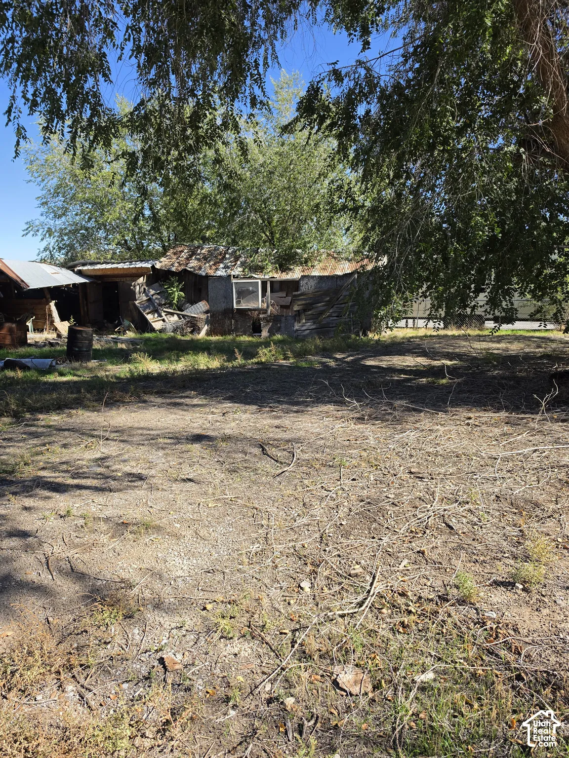 Expansive lot featuring mature trees and existing structural improvements