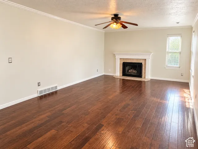 Family room with fireplace, walkout to patio