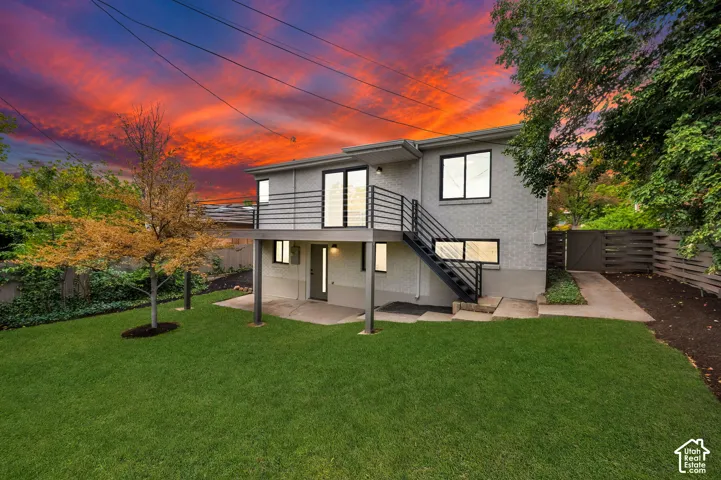 Twilight of backyard