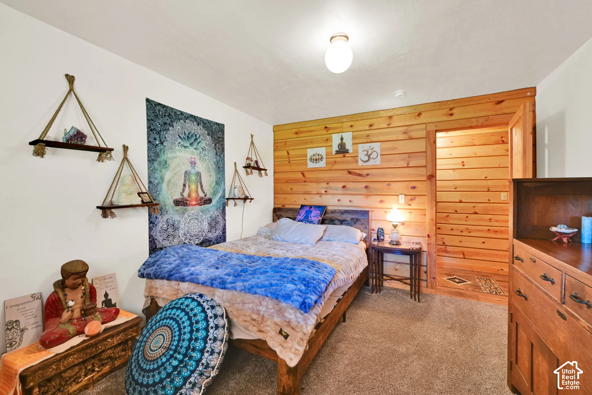Bedroom with 1 wood accent wall