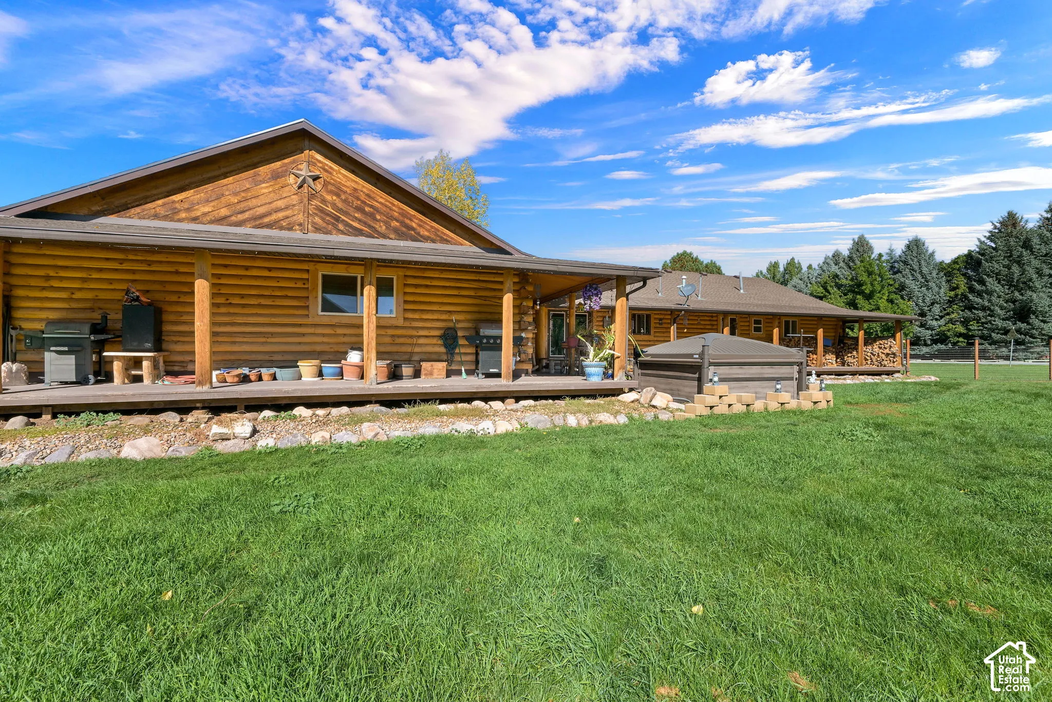 View of the back of the home from the .94 acre lot