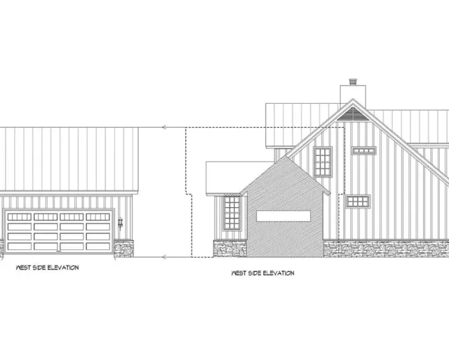 Architectural Plans. West elevation schematics for the property