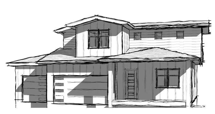 Architectural Rendering. Illustrating the exterior structure and design specifications of the property