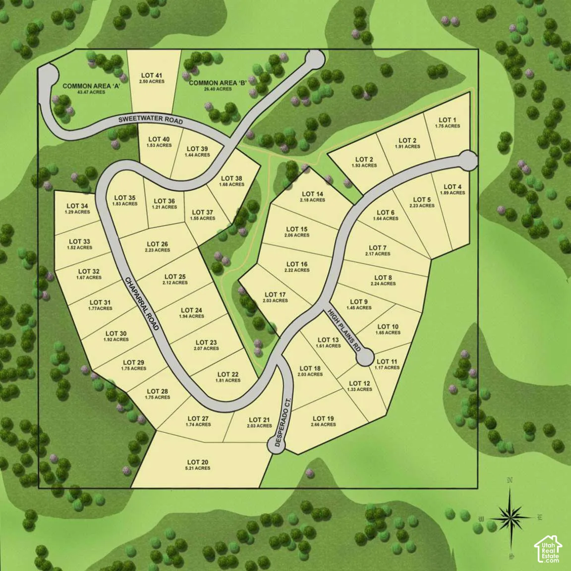Subdivision Plat Map. Illustrating the designated boundaries, individual lot sizes, and public road access for the property