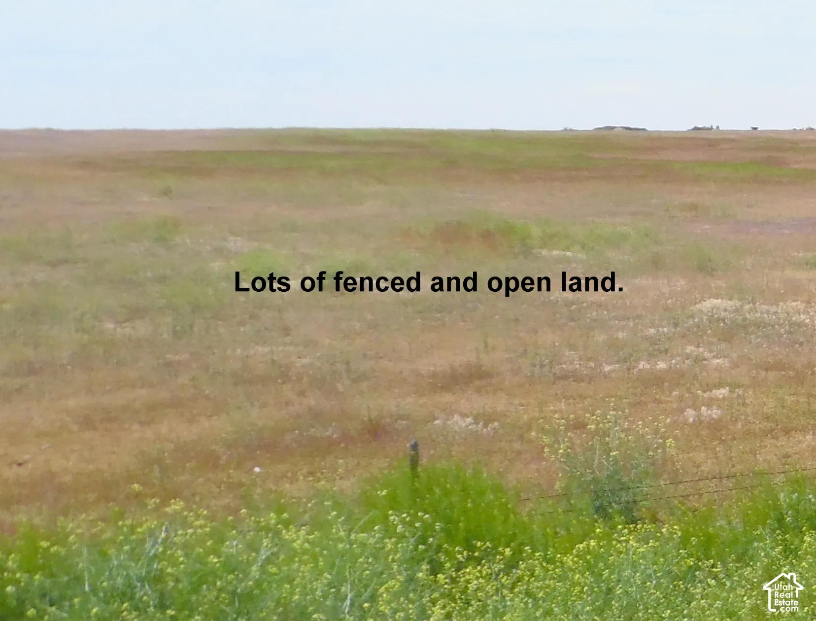 Expansive parcel of open land featuring wire fencing and native vegetation