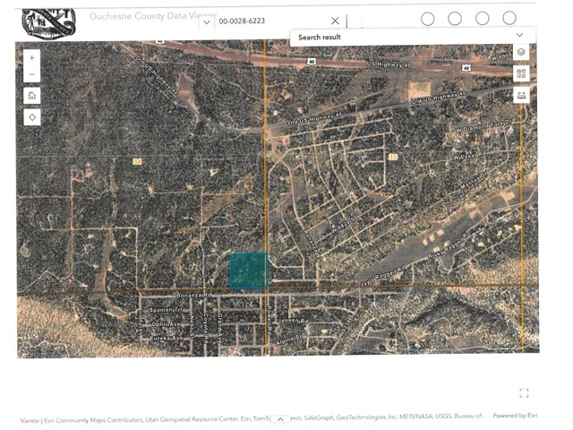 County GIS Map. Indicating the geographic coordinates and site boundaries for the property
