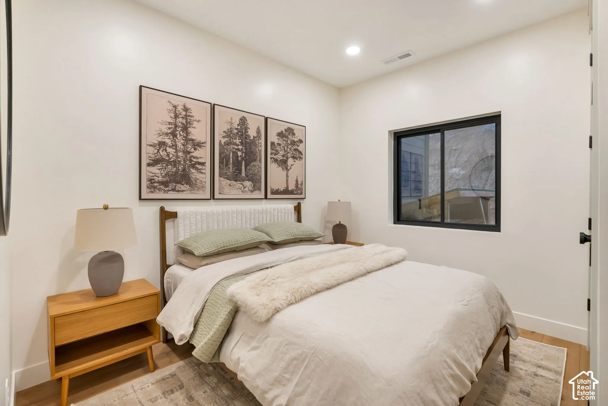 Neutral-toned interior featuring recessed lighting