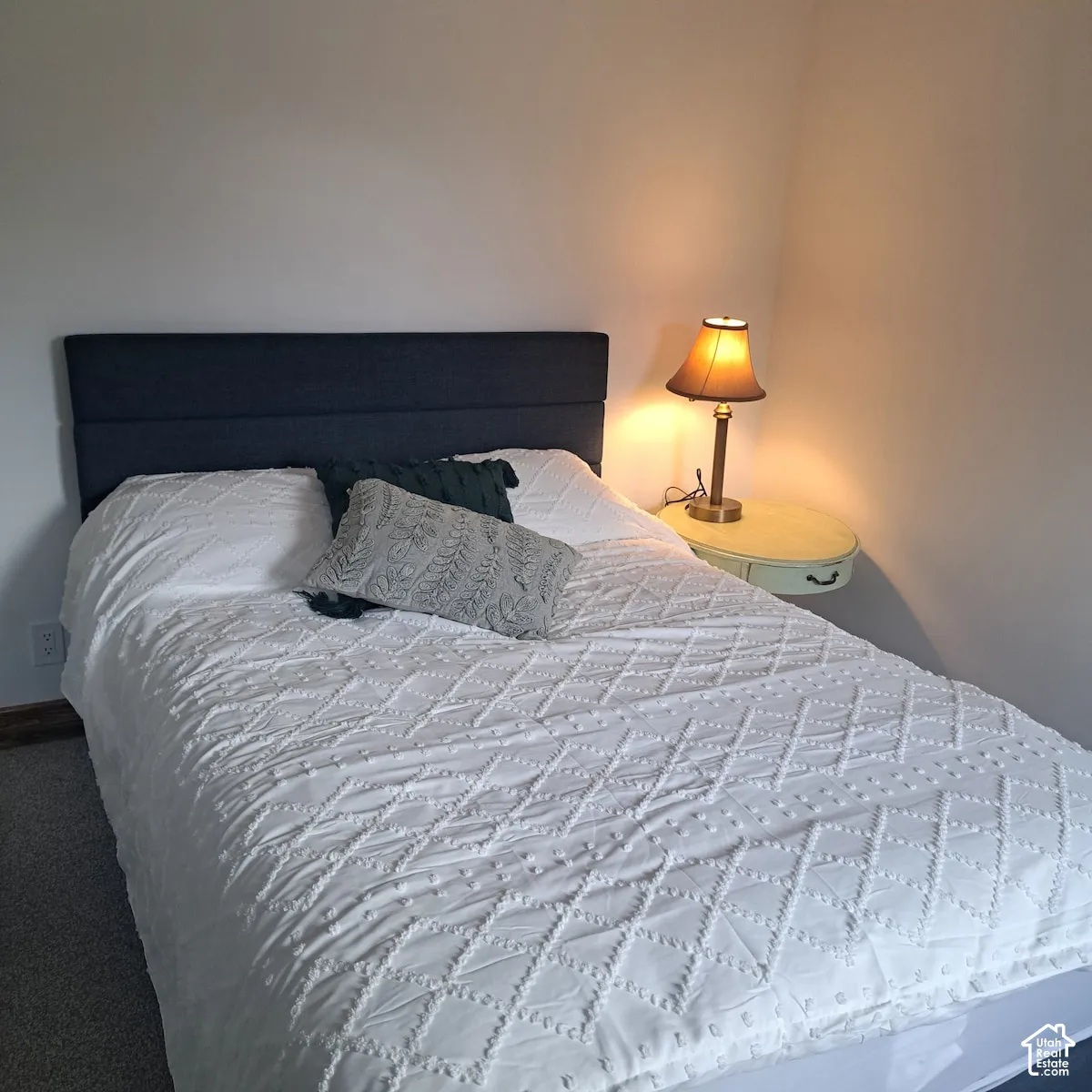 Wall-to-wall carpeting and neutral wall paint