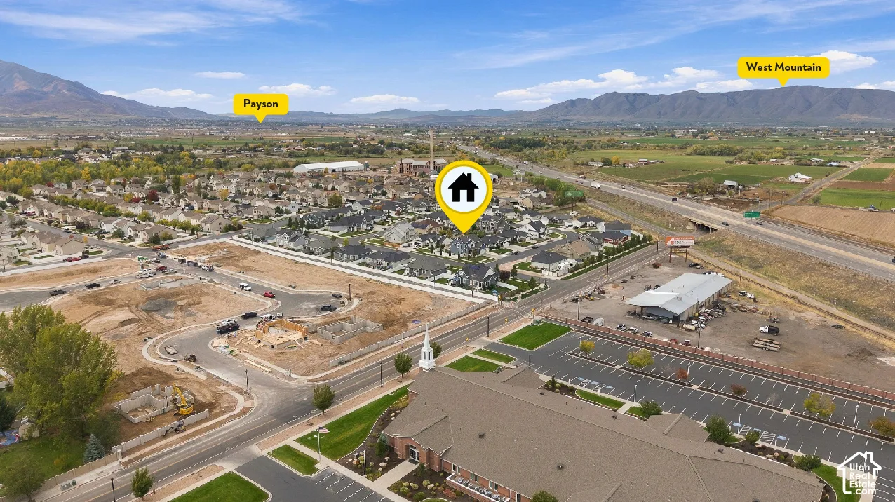 Aerial perspective highlighting proximity to West Mountain and the Payson area