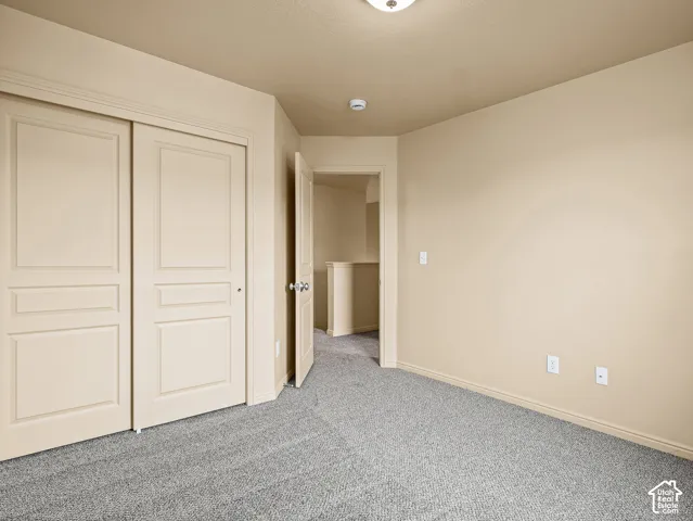 Neutral wall tones, wall-to-wall carpeting, and closet with panel doors