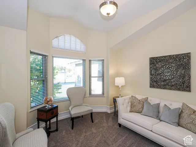 Vaulted ceilings, expansive bay window