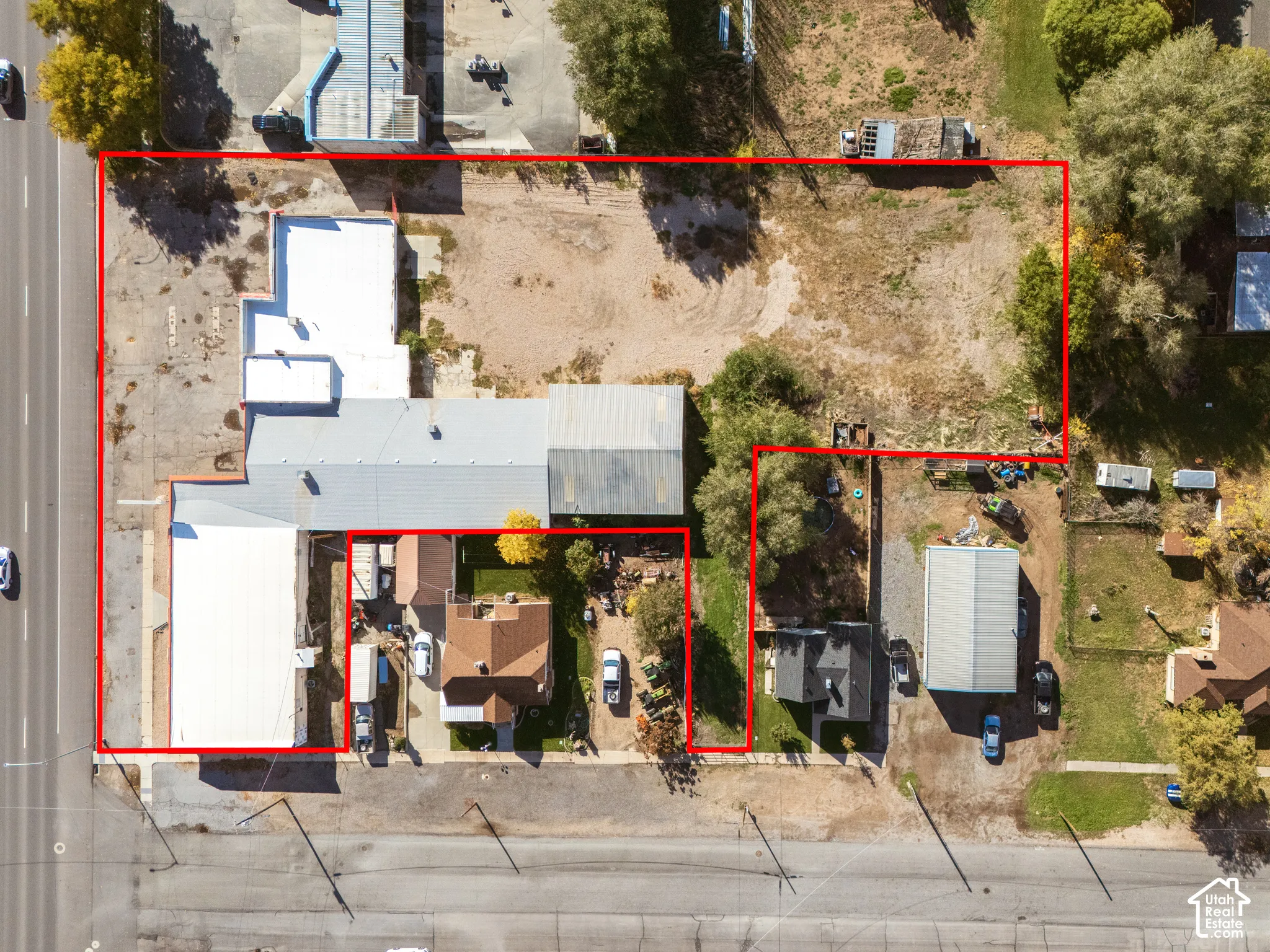 Drone shot of the 3 parcels. Lines may not be exact.