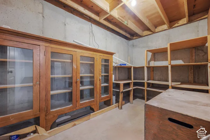 Storage room with plenty of cabinets and shelving