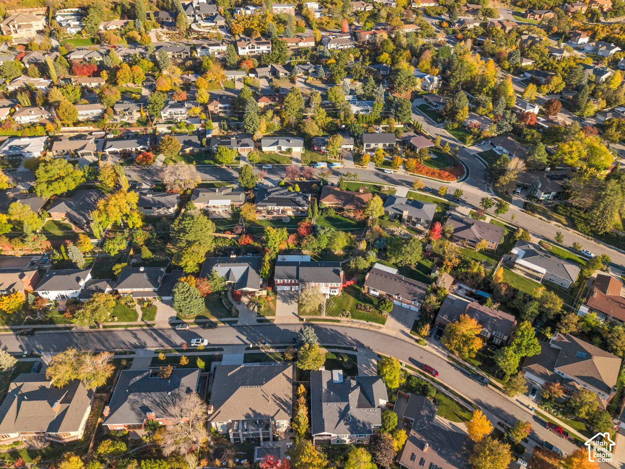 Aerial perspective the property showing the street this home on has minimal slope.