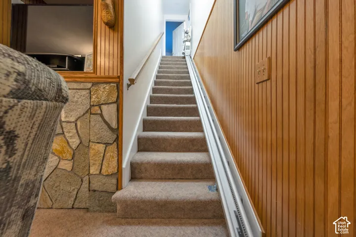Staircase that is handicap accessible, this is the second staircase and connects the main floor family room to the second floor family room.