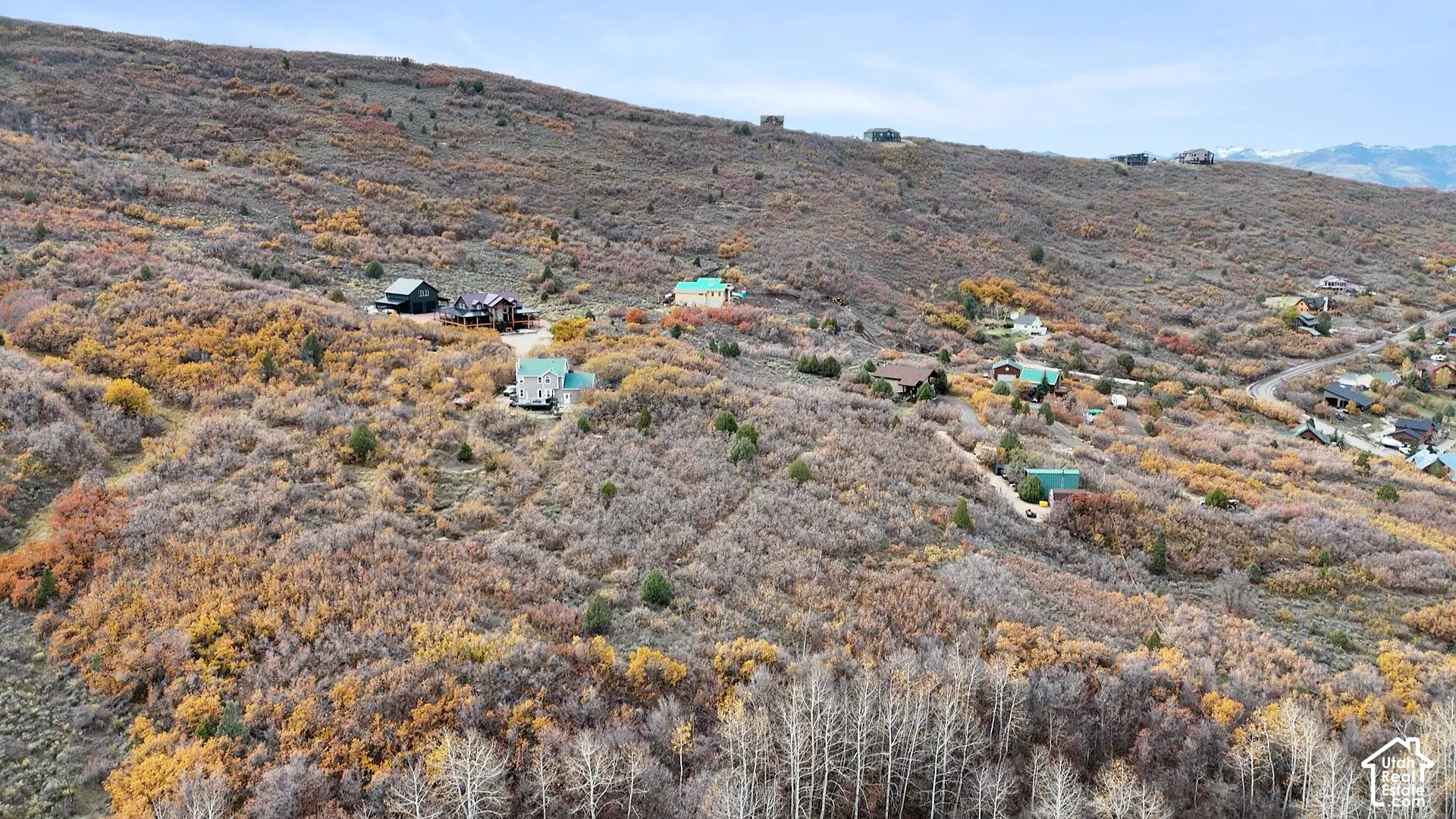 Aerial perspective of mountainous terrain featuring dense natural vegetation, rolling hillsides, and distant peaks