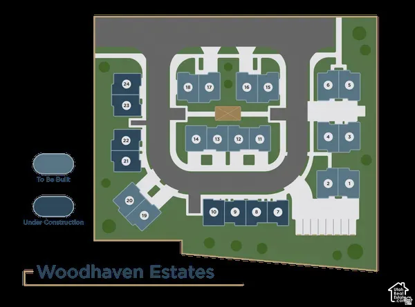 Site Plan. Illustrating the current project phase and unit placement for the property