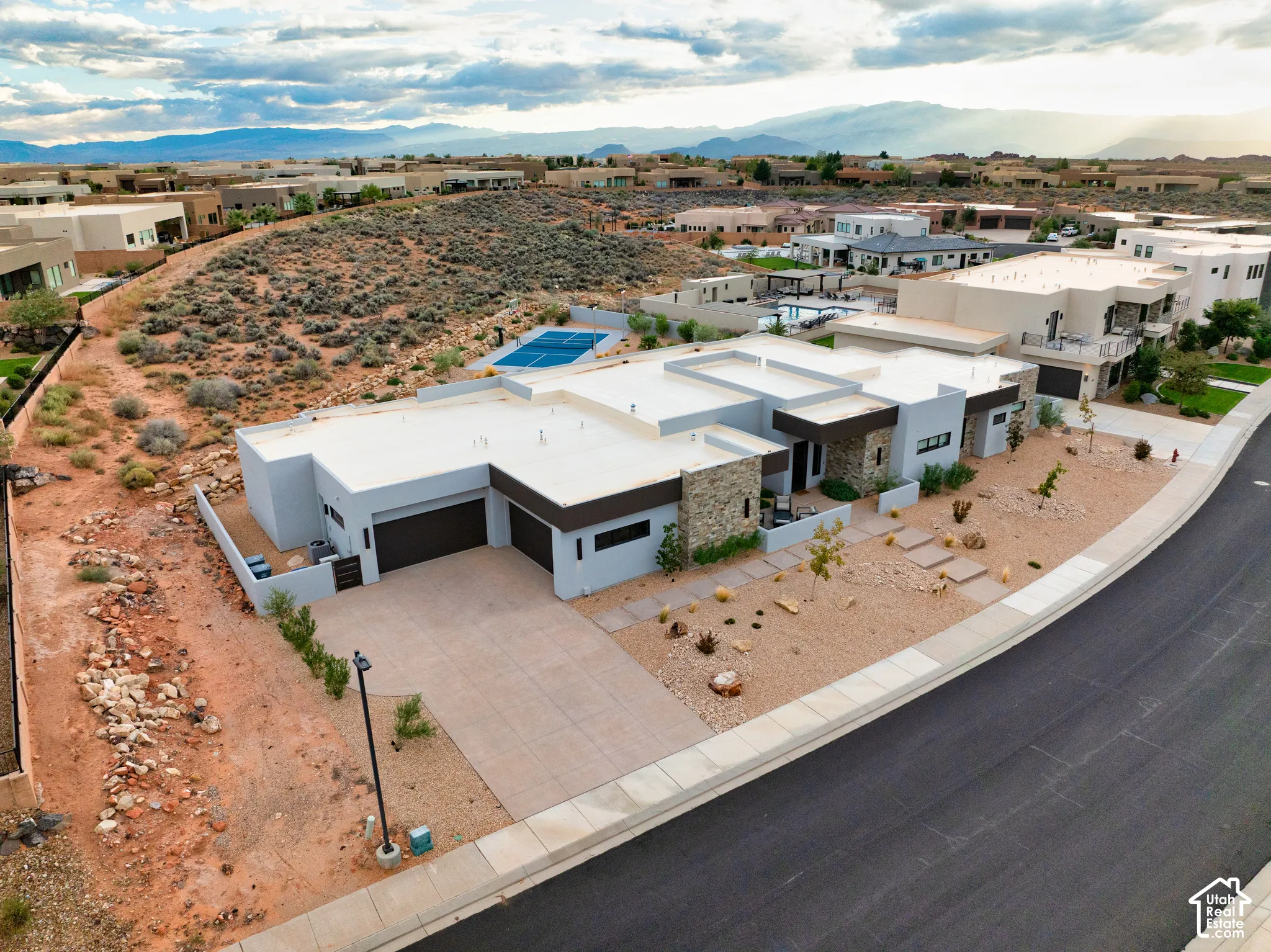 Aerial of the home from the street