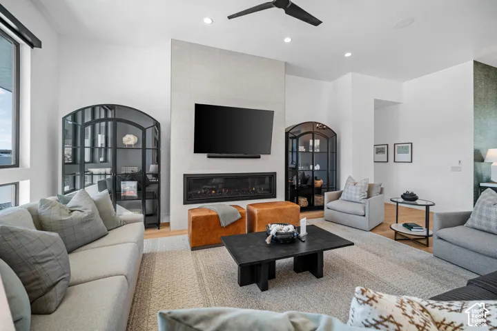 Great room with 72-inch linear gas fireplace