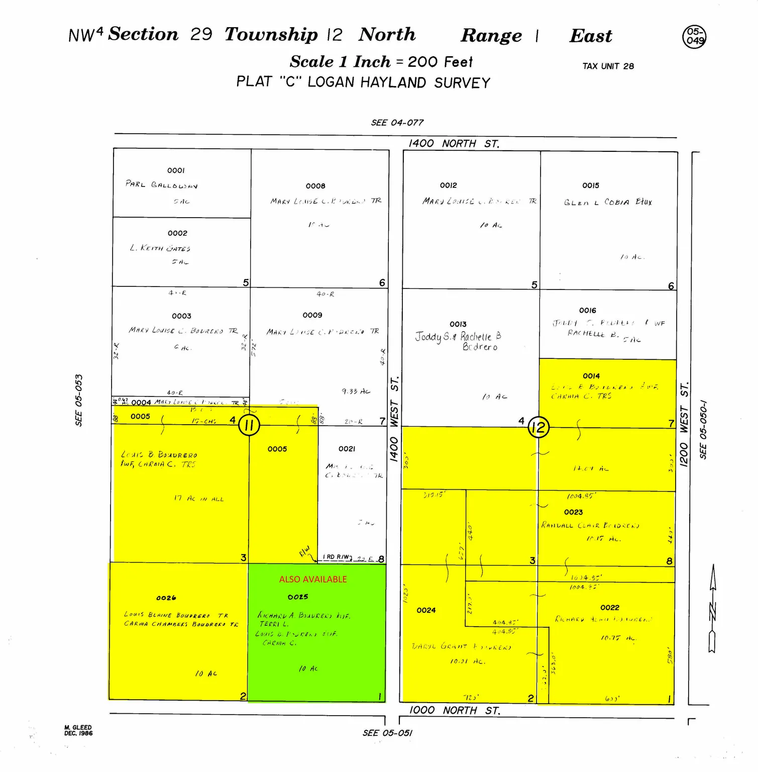 Plat Map, Logan Hayland Survey. Outlining the parcel boundaries and ownership data for the property