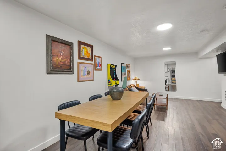 Interior space featuring wood-finish flooring and recessed lighting