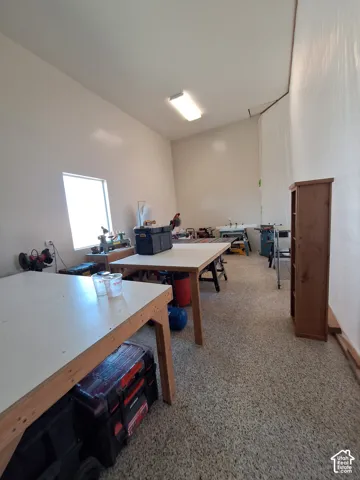 Finished garage with epoxy floor.