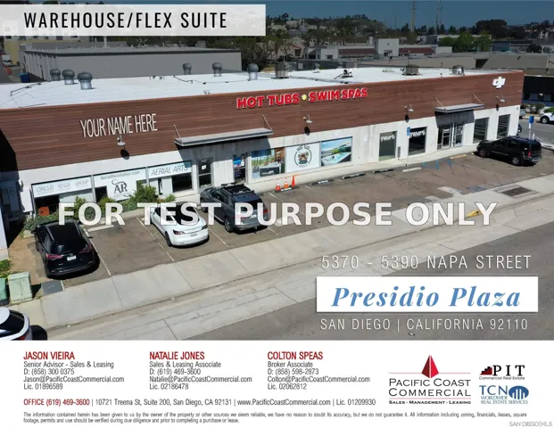 Demo/Test Data 5370 Napa St, San Diego, CA 92110