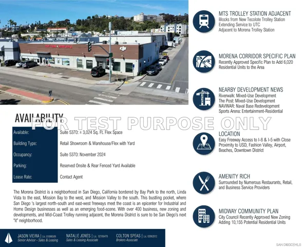 Demo/Test Data 5370 Napa St, San Diego, CA 92110