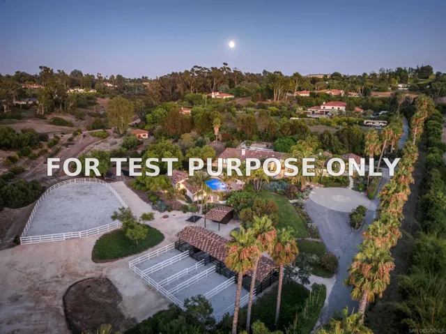 Demo/Test Data 4763 El Mirlo, Rancho Santa Fe, Ca 92067