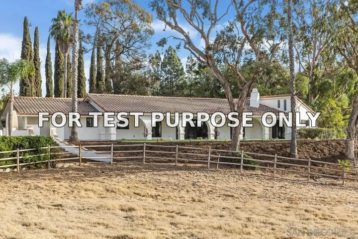 Demo/Test Data 7234 Via Mariposa Sur, Bonsall, Ca 92003