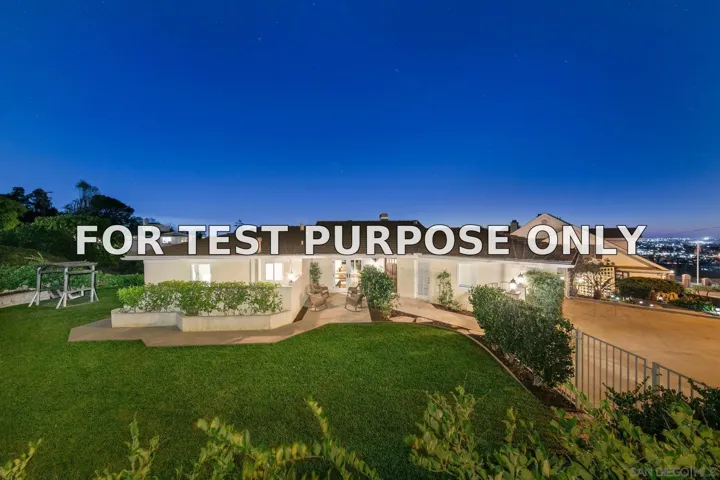 Demo/Test Data 9595 Alto Dr, La Mesa, Ca 91941