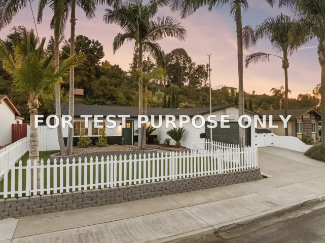 Demo/Test Data 4691 Chateau Dr, San Diego, Ca 92117