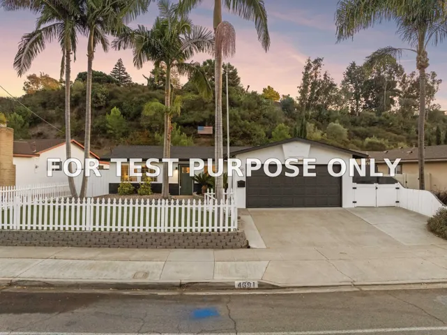Demo/Test Data 4691 Chateau Dr, San Diego, Ca 92117